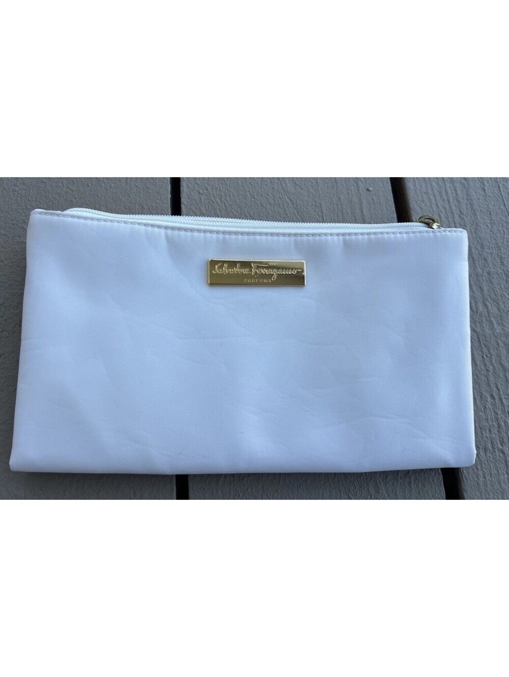 Salvatore Ferragamo Parfums white Two Side Zipper case pouch